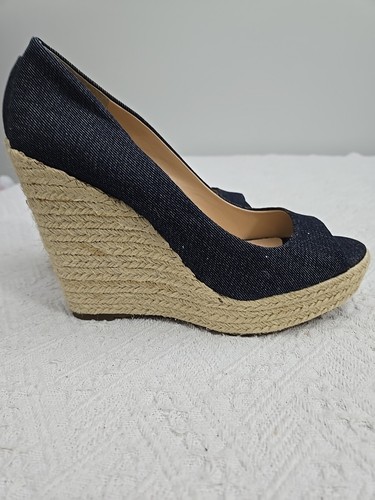 Vince Camuto Womens Size 10M Navy Denim Espadrille Wedge Sandal - Picture 7 of 10