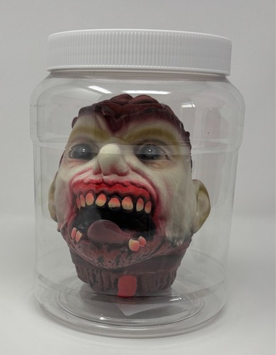 Severed Zombie Head in Laboratory Jar (Head is ~6"x6") NEW Halloween - Picture 1 of 6
