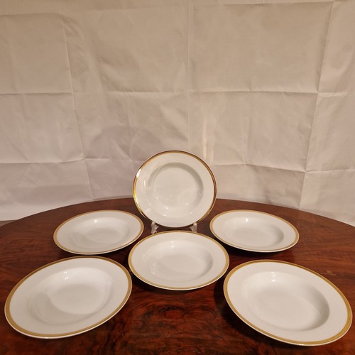 Maison Strauss 6 Suppenteller Goldrand Ø 21,8cm Porzellan - Bild 1 von 3