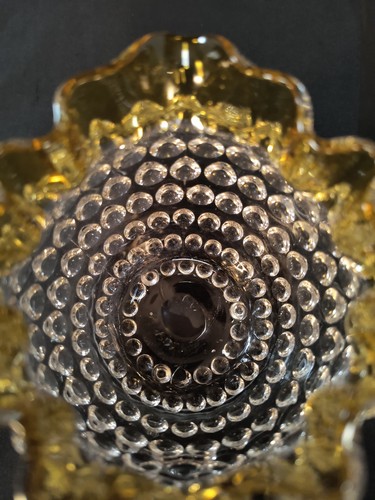 Vintage Hobbs Brockunier Tautropfen Nagelglas Milchkännchen klar gelb - Bild 11 von 16