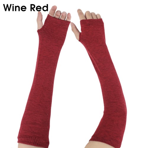 Women Fingerless Ladies Long Gloves Wrist Arm Knitted Mitten Winter Hand Warmer~ - Picture 9 of 19