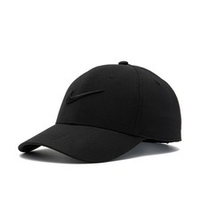 New Nike Club Structured Swoosh Hat Triple Black Cap FB5625 011 Size M/L New