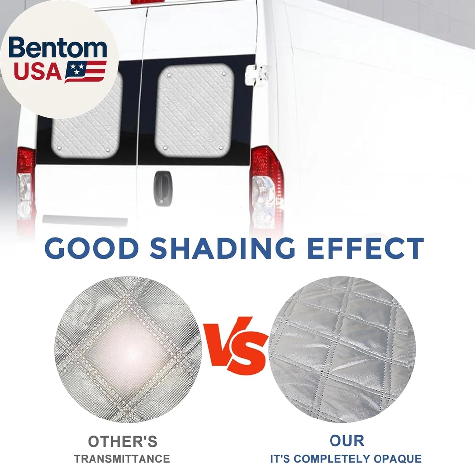 Parasol ventana puerta trasera compatible con Ram Promaster 2014-2025, relleno de aluminio Foto 4 de 4