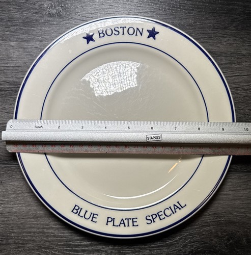 Vintage BOSTON BLUE STAR PLATE SPECIAL Homer Laughlin Restaurant Ware 9.5” Set 4 - Picture 4 of 8