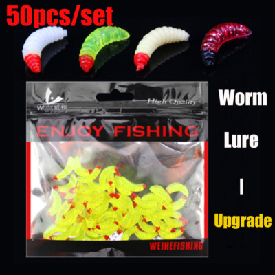 100 Pcs Soft Red Earthworm Fishing Bait Lures Worm Crankbaits Hooks Baits Tackle