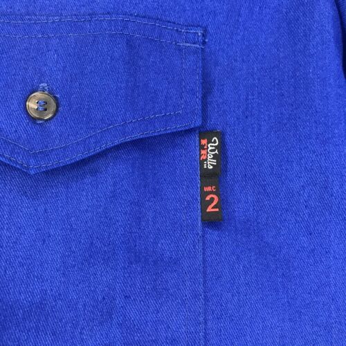 Walls FR HRC 2 Work Shirt Men Sz S 38 Reg ARC Rating Long Sleeve Button Up Blue - Picture 3 of 13