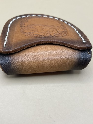 Leather Tooled Belt Pouch Knife/ Lighter Horse Imprinted Fits 1.5” Belt - Picture 3 of 5