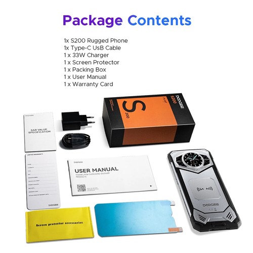 DOOGEE S200 5G Rugged Phone 6.72" 120Hz 32GB+256GB 100MP 10100mAh Android 14 NFC - Picture 3 of 16