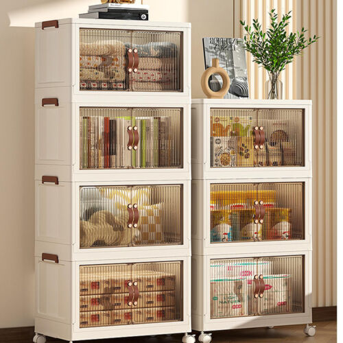 Collapsible Storage Cabinet Box Organizers & Storage Containers w/ Wheels