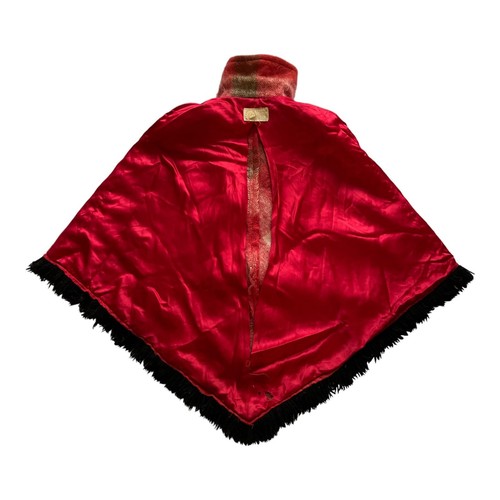 1960s Hudson's Bay Vintage plaid wool cape poncho with fringe hem & zip front - Picture 3 of 6