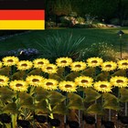 1-3x Außen Solar LED Leuchte Blume Sonnenblume Garten Deko Pfahl Rasen Lampe