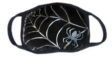 Spider Web Face Mask Cover Black Silver Widow Horror Gothic Novelty Goth Punk
