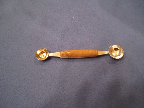 Vintage Japan doppelseitige Melone Baller Edelstahl Holzgriff - Bild 1 von 4