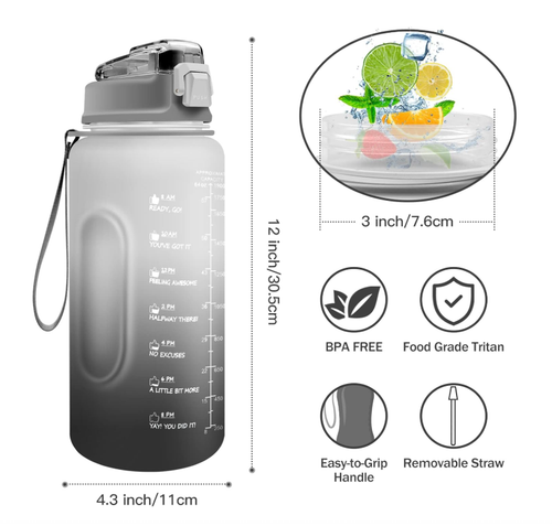 Sport Trinkflasche 1-2 Liter, Motivationsflasche mit Zeitmarkierungen & - Bild 31 von 31
