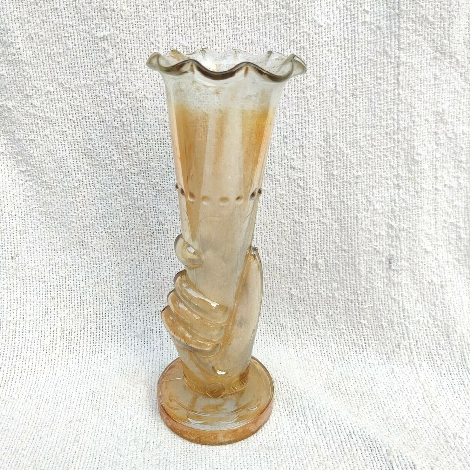 Vintage Fiore Vaso Carnival Vetro Marigold Mano a Forma Di 9 Decorativi GV60