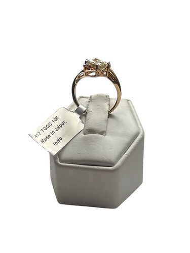 Canary Kunzite & White Zircon 9K Yellow Gold Ring Size N to O / 7 atgw 1.71 Cts - Picture 11 of 12