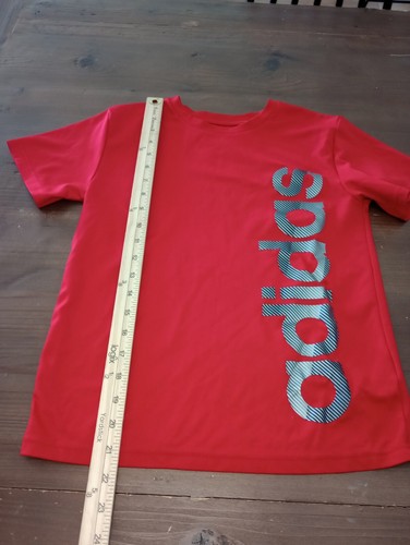 Adidas Shirt Youth S Small Red Graphic Big Spell Out Logo Sport Unisex Size 8 - Picture 3 of 6
