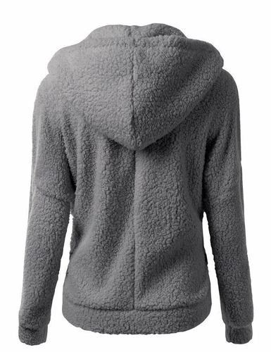 Womens Zipper Hoodie solid Fluffy Coat Overcoat Jacket Tops Outwear PLUS SIZE - Picture 16 of 17