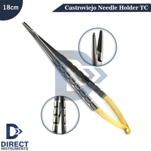 Castroviejo Needle Holder TC Micro-Surgery Suture Tying Locking Forceps - Picture 3 of 5