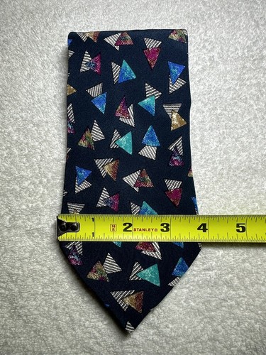 Vtg Alcione Neckwear Men’s Pure Silk Tie Multicolor Abstract Triangular 3.75” in - Picture 3 of 11