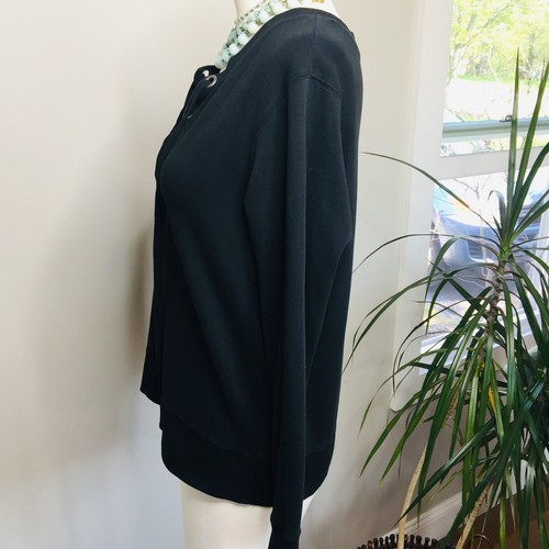 Mod O Doc Sweatshirt Top Size Xsmall Lace Up Neck Black - Picture 2 of 6