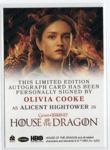 Game of Thrones House of the Dragon Season One Auto Olivia Cooke Queen Alicent - Picture 2 of 2