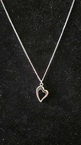 Vintage D.E.C. Designer Sterling Silver Curved Open Heart pendant necklace. 18 i - Picture 8 of 16