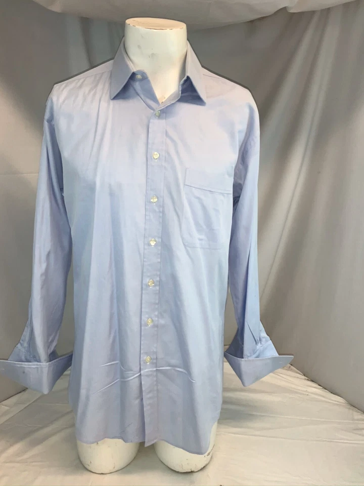 Hickey Freeman Collection French Cuff Shirt 15 33 Blue Cotton Canada YGI D0-619 - Image 2 of 4