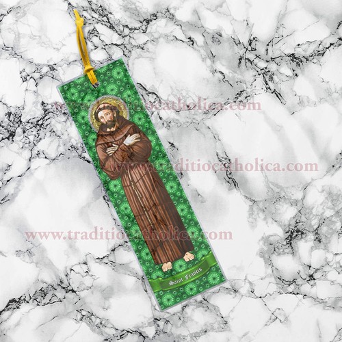 Saint Francis of Assisi laminated CLEAR see-through and Quote Catholic bookmarks - Picture 6 of 8