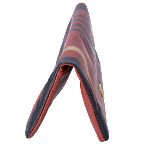 Chanel Paris Greece Black Gold Burgundy Stripe Calfskin CC Flap Clutch - Picture 6 of 10