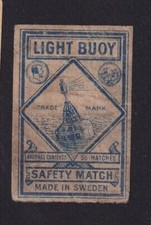 Antique Match Tag Sweden BN149317 Light Buoy Buoy