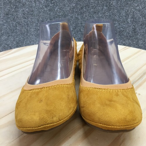 Ollio Shoes Womens 7 Casual Comfort Slip On Ballet Flats Yellow Faux Suede - Picture 5 of 17