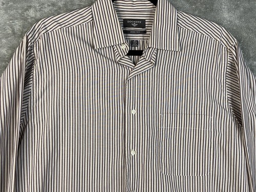 Docker's Iron Free Men's Button Long Sleeve Shirt 15-15.5. 32/33 Striped - Picture 2 of 9