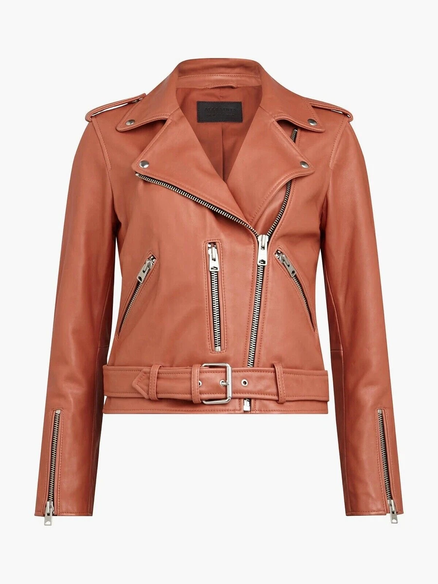 Balfern leather biker jacket vintage pink discount