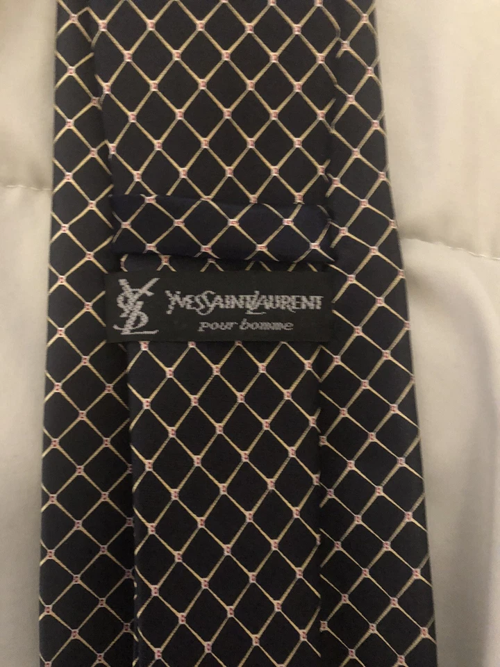 ysl corbata seda negra cuadros hombre Foto 4 de 4