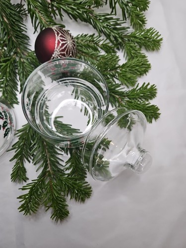 Vintage Glass Christmas Holly Berry Candy Apothecary Jars w/ Lid, Set Of 2 - Picture 4 of 10