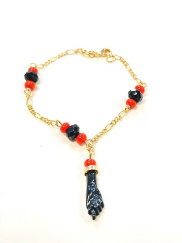 18K Gold Filled Azabache Armband für Baby, Figaro, Pulsera De Azabache Para Bebe - Bild 2 von 6