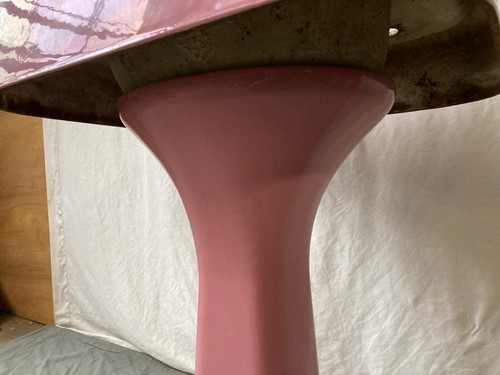 Antique Cast Iron Rose Du Barry Pink Porcelain Pedestal Sink Standard 335-24E - Picture 10 of 12