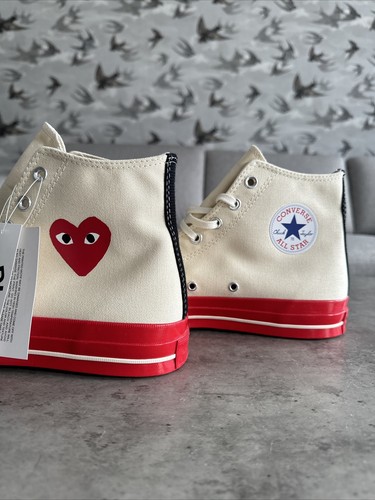 Converse CDG Comme des Garcons Play Chuck Taylor 70 Hi 10 Beige Rot Größe 11 - Bild 14 von 23