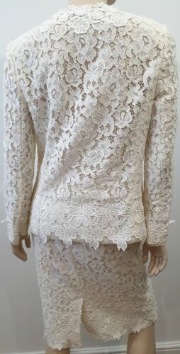 DOLCE & GABBANA White Cotton Crochet Formal 2PC Jacket & Skirt Suit IT44 UK12 - Picture 7 of 12