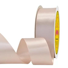 Double Face Satin Ribbon 1-1/2 inch X 50 Yards Polyester Vanilla Ribbon for G...