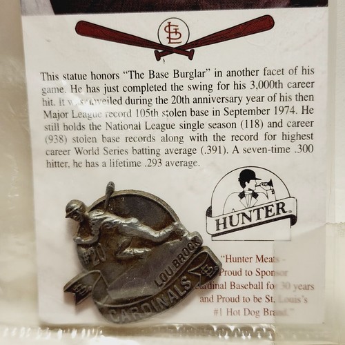 Lou Brock St. Louis Cardinals 1999 Statue Unveiling Pin Hunter Base Burglar - Picture 3 of 4