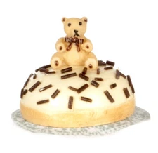 Dollhouse Miniature Vanilla Cake with Sprinkles Teddy Bear by Falcon Miniatures