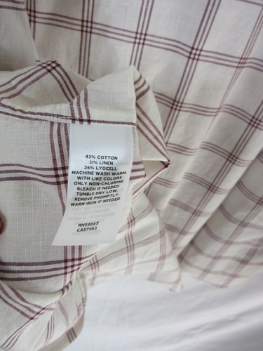 Nordstrom Dress Shirt Men's Non Iron Trim Fit Long Sleeve Cream Plaid Size 16 - Picture 5 of 6