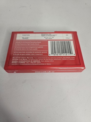 Maxell Normal Bias UR 60 Minuten Audio Kassette Band IEC Typ 1 Normal NEU - Bild 3 von 3