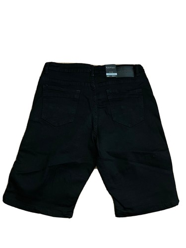 M Society Distressed RIPS Jet Black Paint urban street Jeans MEN Shorts New 32 - Picture 2 of 2