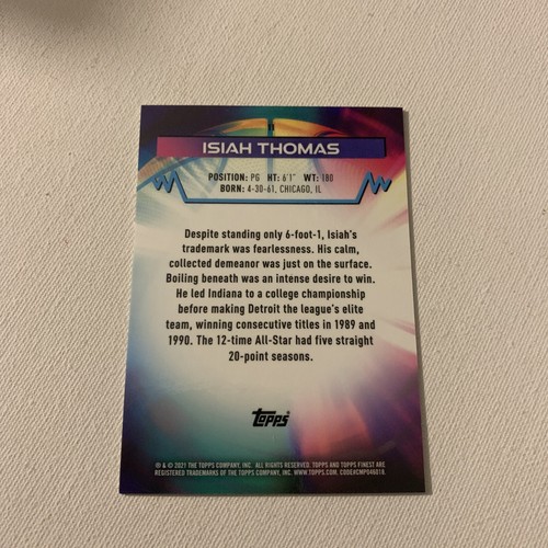 2021 Topps Finest Speckle Refractor /199 Isiah Thomas #11 HOF Pistons - Picture 4 of 7
