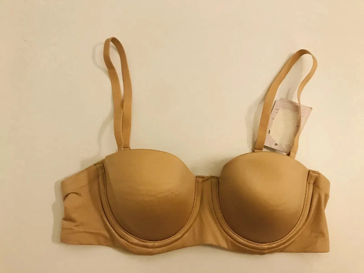 Auden Intimates Lightly Lined Strapless Bra Pearl Tan Size 34A NWT