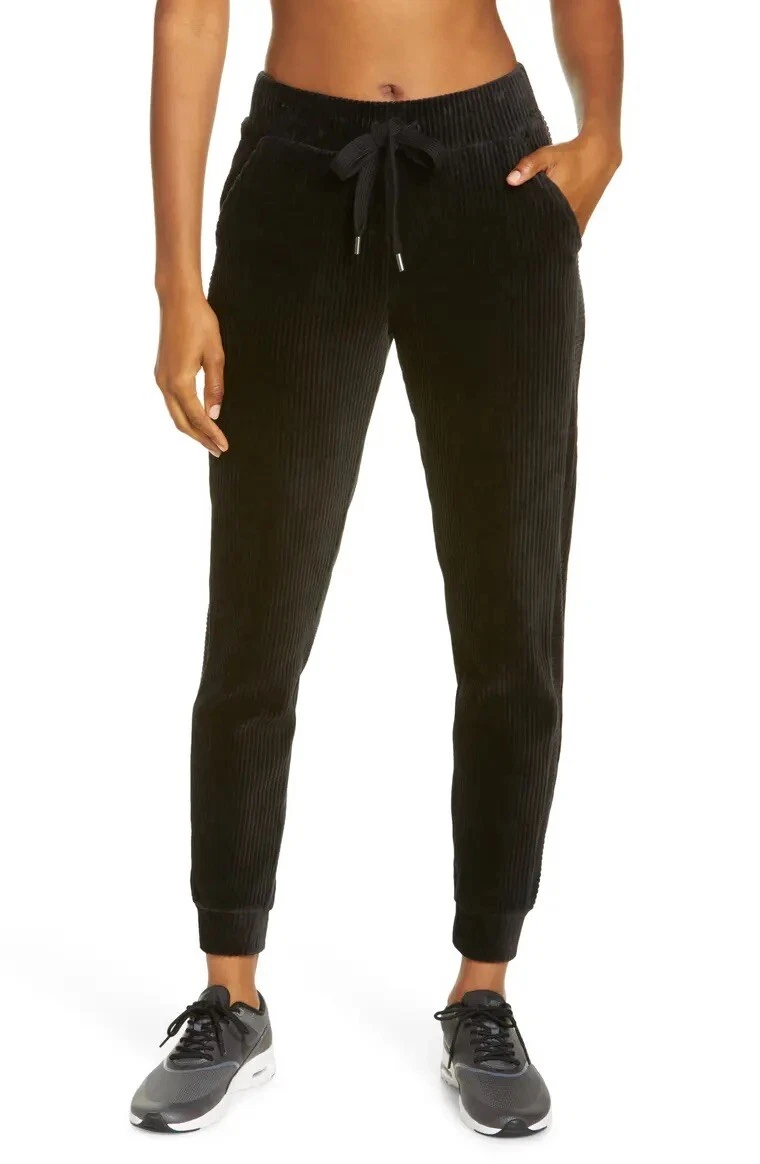 NEW Zella Plush Ribbed Corduroy Joggers Sweatpants - Black - Plus Size 1X