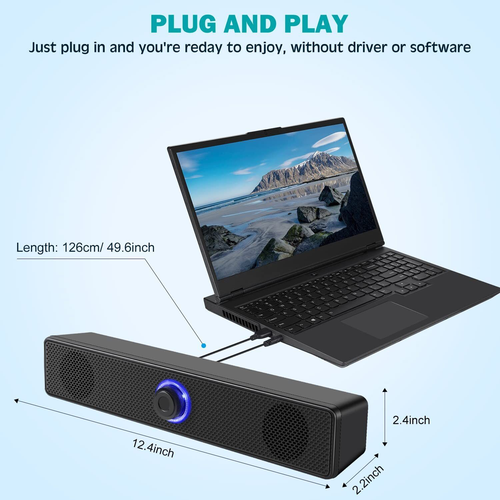 USB Powered Computer Speakers for Computer Monitor Laptop PC Desktop - Picture 6 of 12